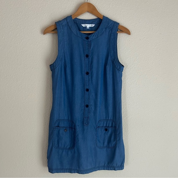 Trina Turk Chambray Shift Dress | size 4 - Picture 3 of 7